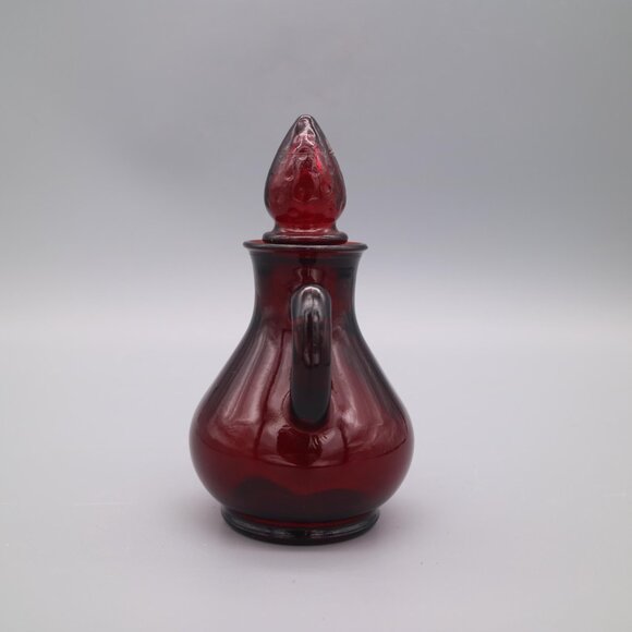 Vintage Avon Ruby Red Glass Cruets Pitcher Decanter Strawberry With Stopper - Picture 4 of 7